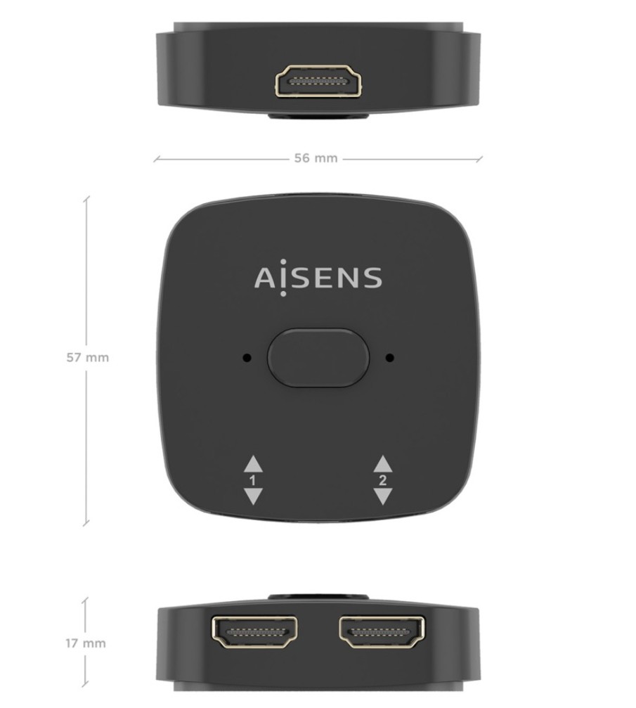 Switch AISENS A123-0948 HDMI 4K 60HZ 2×1, Preto