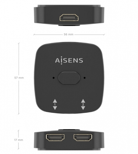 Switch AISENS A123-0948 HDMI 4K 60HZ 2×1, Preto
