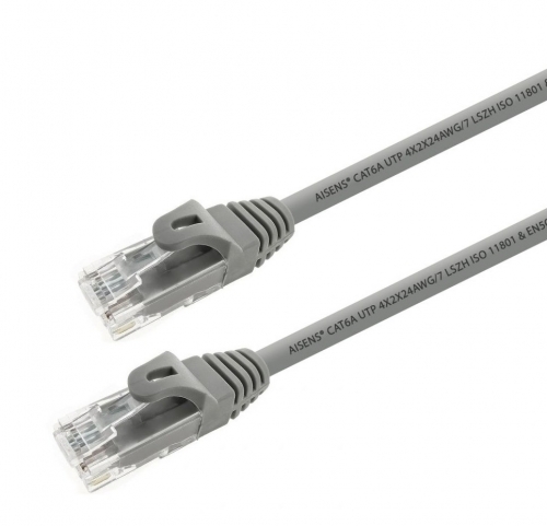 Cabo de rede RJ45 LSZH Cat.6A 500 MHz UTP AWG24, cinza, 0,25 metros, livre de halogênio, 10 Gigabit/s Aisens A145-0324