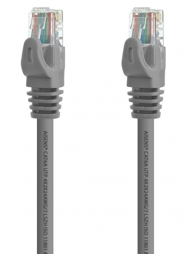 Cabo de rede RJ45 LSZH Cat.6A 500 MHz UTP AWG24, cinza, 0,25 metros, livre de halogênio, 10 Gigabit/s Aisens A145-0324