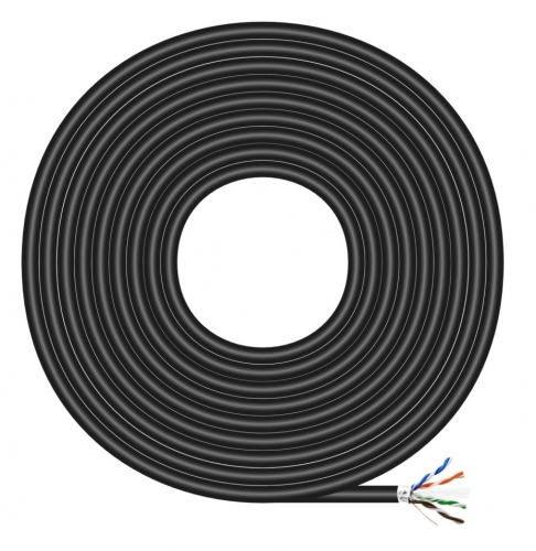 Cabo de rede externo à prova d'água RJ45 Cat.6 FTP rígido AWG24, preto, 100 m Aisens A135-0673
