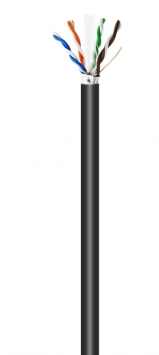 Cabo de rede externo à prova d'água RJ45 Cat.6 FTP rígido AWG24, preto, 100 m Aisens A135-0673