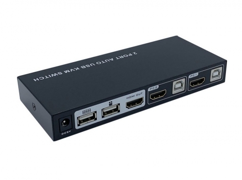 Switch KVM USB HDMI 4K@60Hz 1U-2PC com Fonte de Alimentação, Preto Aisens A111-0400