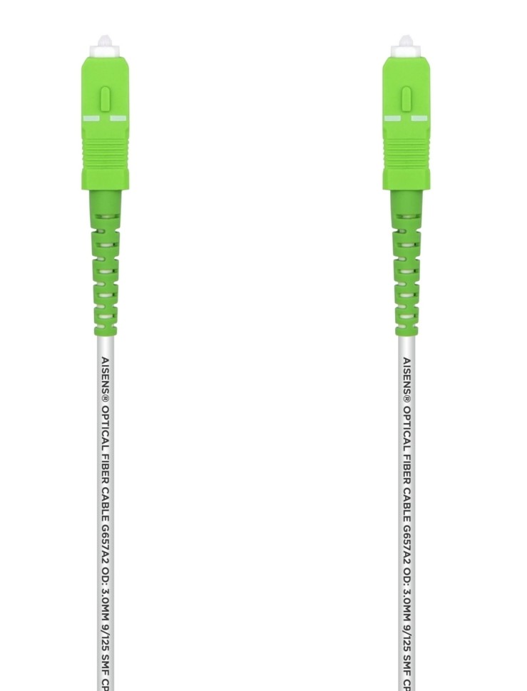 abo de fibra óptica G657A2 3.0 9/125 SMF Simplex CPR Dca LSZH, SC/APC-SC/APC, branco, 5,0 m Aisen A152-0496