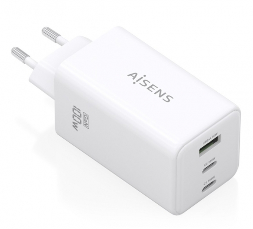 CARREGADOR GaN 100W 2xUSB-C PD3,0 QC4,0 QC5,0 1xUSB-A QC3,0 AISENS ASCH-100W3P051-W