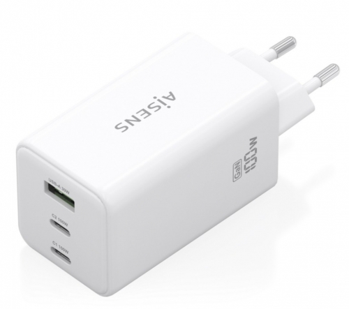 CARREGADOR GaN 100W 2xUSB-C PD3,0 QC4,0 QC5,0 1xUSB-A QC3,0 AISENS ASCH-100W3P051-W