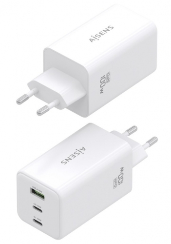 CARREGADOR GaN 100W 2xUSB-C PD3,0 QC4,0 QC5,0 1xUSB-A QC3,0 AISENS ASCH-100W3P051-W
