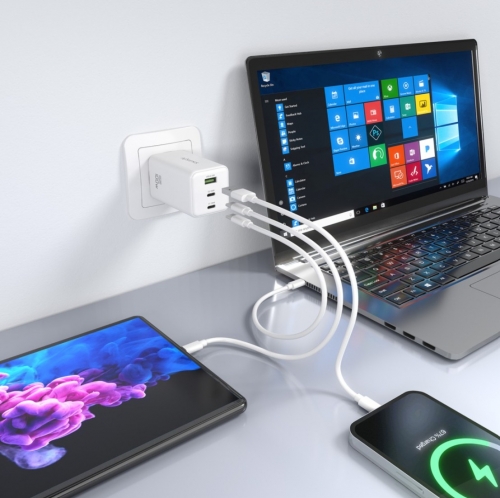 CARREGADOR GaN 100W 2xUSB-C PD3,0 QC4,0 QC5,0 1xUSB-A QC3,0 AISENS ASCH-100W3P051-W