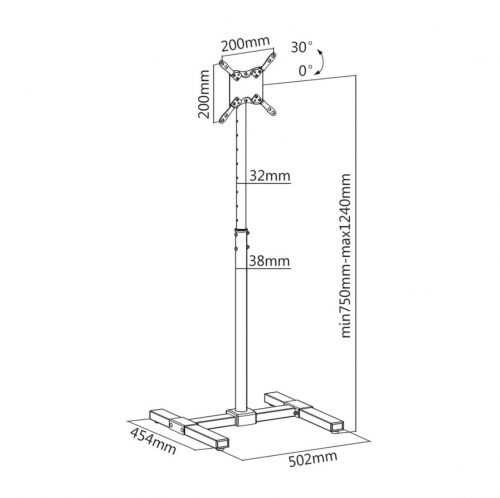 Suporte de Chão AISENS para TV 13"–42" Inclinável e Extensível Preto – FT42TE-261