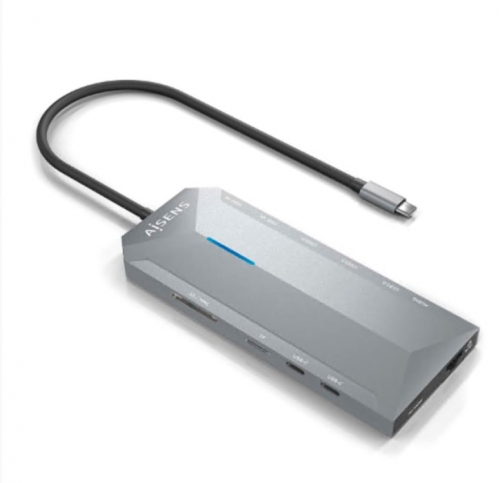 ESTAÇÃO DE ENGATE AISENS BASE E DUPLICADOR DE PORT C/FIOS USB 3,2 GEM 1 3,1 GEM 1 TYPE-C CINZENTO