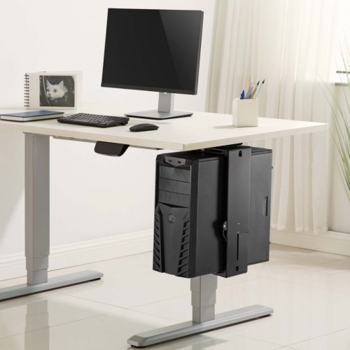AISENS Suporte para CPU giratório e com altura ajustável para montagem sob a mesa, com alça de travamento fácil. | MPC03-201