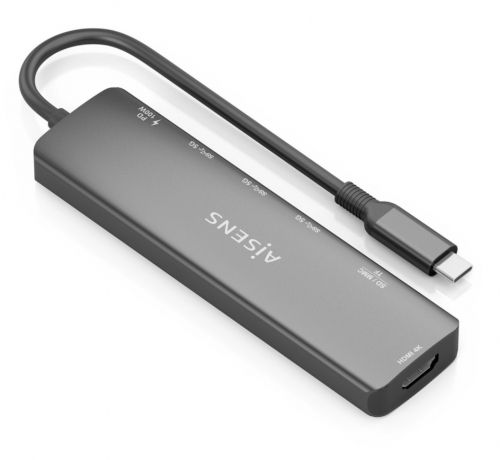 ESTAÇÃO DE ENGATE AISENS ASUC-7P025-GR - USB-C 7 EM 1 HDMI USB-A 3,2 USB-C PD SD MICROSD