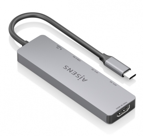ESTAÇÃO DE ENGATE 5 EM 1 AISENS ASUC-5P028-GR - USB-C A 1xHDMI 2xUSB-A 1xUSB-C 1xUSB-C PD CINZA 15CM