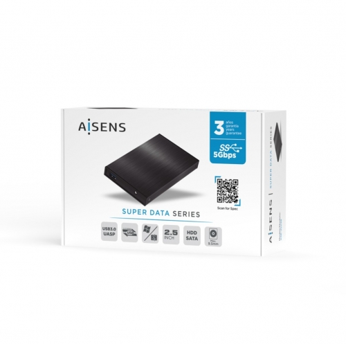 Caixa Externa AISENS para Disco Rígido 2,5" SATA USB – ASE-2523B Preto