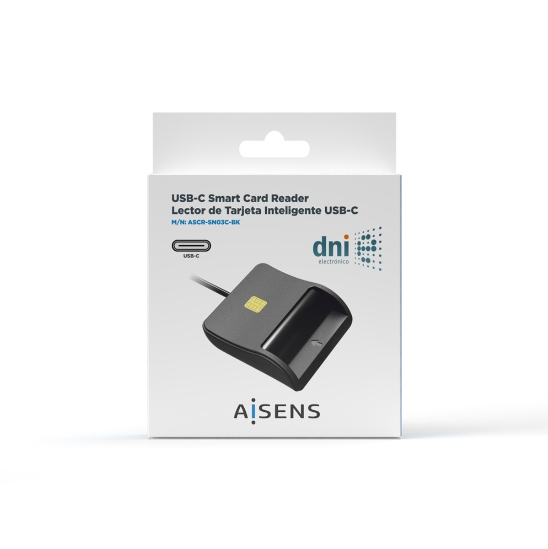 Leitor de Cartões Inteligente AISENS DNI USB-C Preto – ASCR-SN03C-BK