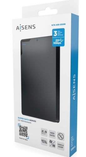Caixa para discos externos de 2,5" SATA 9,5 mm para USB 3.0/USB Aisens ASE-2520B