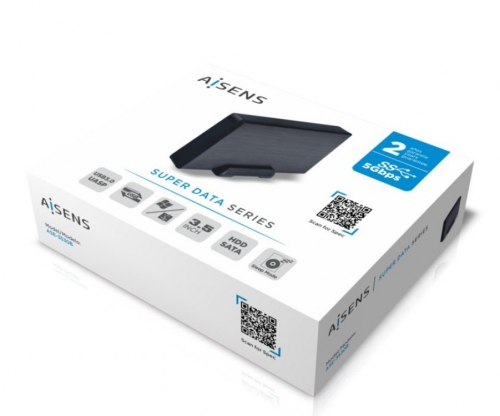 Caixa para Discos externos de 3,5" para discos rígidos SATA I, II e III com conexão USB 3.0/USB 3.1 Gen 1, preto Aisens ASE-3530B