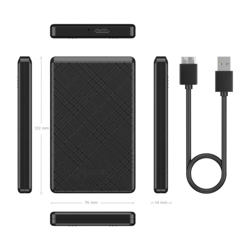 Caixa Externa AISENS para HDD/SSD 2,5" Preta – ASE-2522B