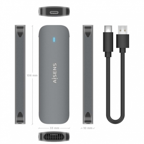 CAIXA EXTERNA M,2 (NGFF) SATA A USB3,1 GEM1 AISENS ASM2-006GRY