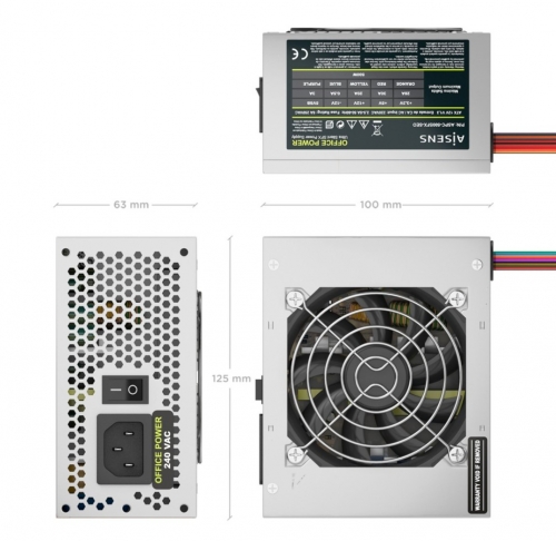 Fonte de alimentação SFX OEM de 500 W, prata Aisens ASPC-500SFX-SEO