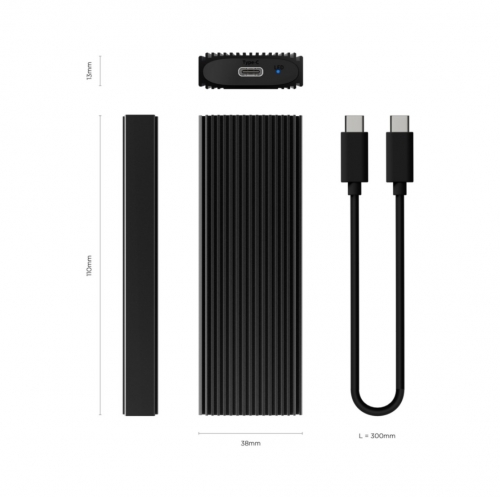 Caixa Externa AISENS M.2 NVMe USB 3.2 Gen 2 10Gbps Preta – ASM2-022B