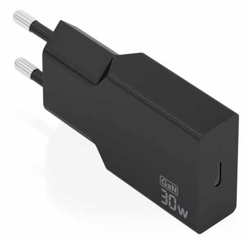 CARREGADOR ULTRA FINO GaN 30W 1xUSB-C PD3,0 PRETO AISENS A110-1004
