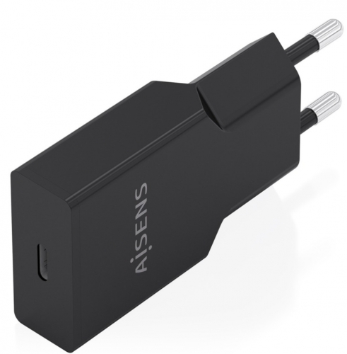 CARREGADOR ULTRA FINO GaN 30W 1xUSB-C PD3,0 PRETO AISENS A110-1004