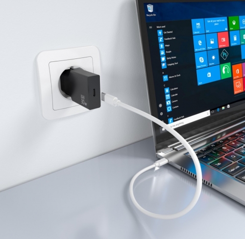 CARREGADOR ULTRA FINO GaN 30W 1xUSB-C PD3,0 PRETO AISENS A110-1004
