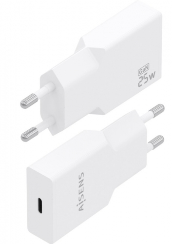 Carregador GaN ultrafino de 25 W, 1x USB-C PD3.0, branco Aisens A110-0999