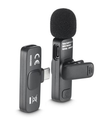 Microfone de Lapela Hama Smart Wireless Preto , 00004680