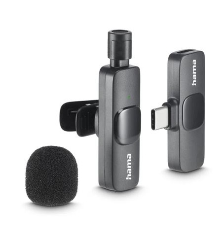 Microfone de Lapela Hama Smart Wireless Preto , 00004680
