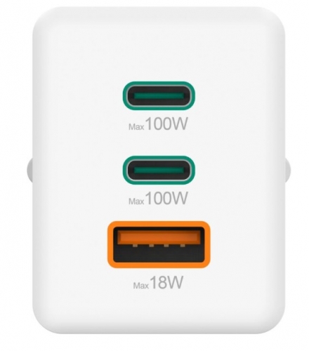 Carregador Hama GaN de 3 portas e 100 W Branco 00201997