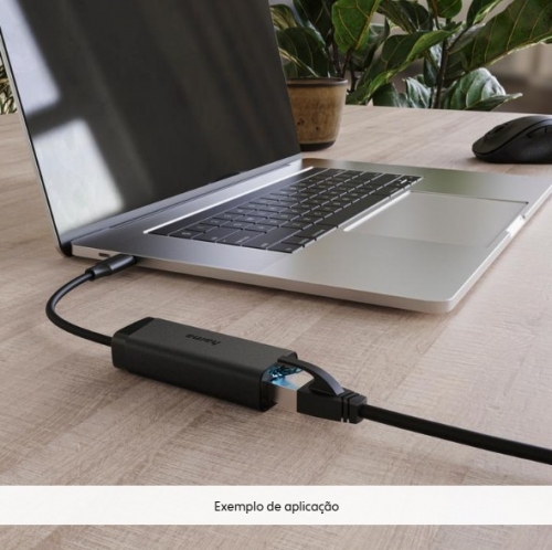 Adaptador HAMA USB Tipo-C Ethernet 2.5Gb Preto , 00200360