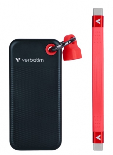 Disco externo Verbatim SSD de bolso Chaveiro com cabo de conexão 128 GB Preto/Vermelho, 32434