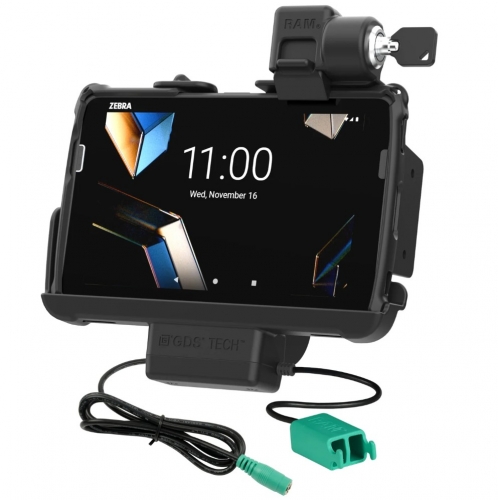 Tough-Dock RAM Mounts com trava , alimentação e duas portas USB para Zebra ET401 de 8".- RAMHOLZE44PD2LU