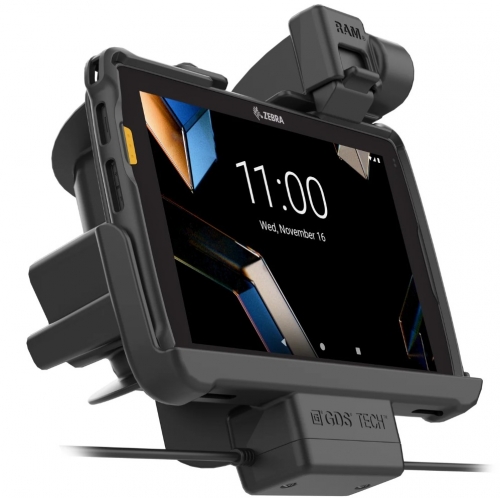 Tough-Dock RAM Mounts com trava , alimentação e duas portas USB para Zebra ET401 de 8".- RAMHOLZE44PD2LU