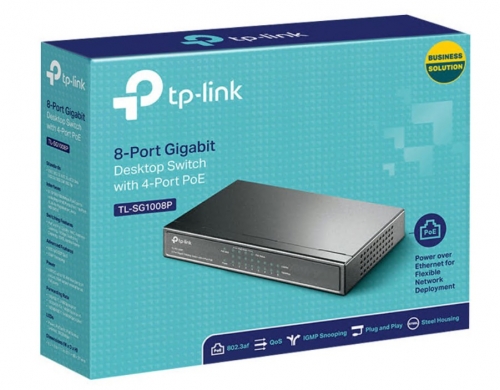 Switch 8 portas sem gestão TP-Link TL-SG1008P 4 x 10/100/1000 (PoE) + 4 x 10/100/1000