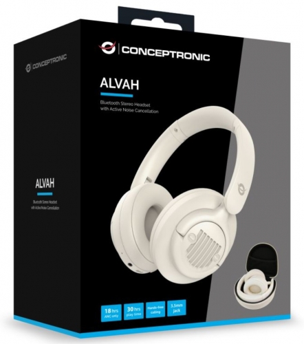 Auscultadores Conceptronic ALVAH02C - Bluetooth 5.4 com Cancelamento Ativo de Ruído (ANC)