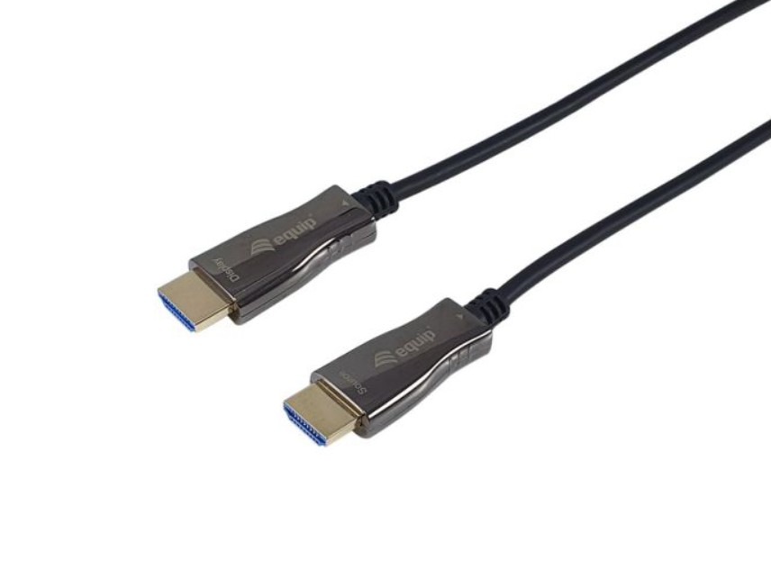Cabo óptico ativo HDMI 2.0 EQUIP 119437, HDMI macho para macho, 4K 60Hz, 10m, preto