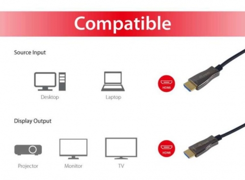 Cabo óptico ativo HDMI 2.0 EQUIP 119439, HDMI macho para macho, 4K 60Hz, 20m, preto