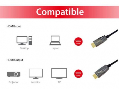 Cabo óptico ativo HDMI 2.1 EQUIP 119450, HDMI macho para macho, 8K 60Hz, 48Gbps, 10m, preto
