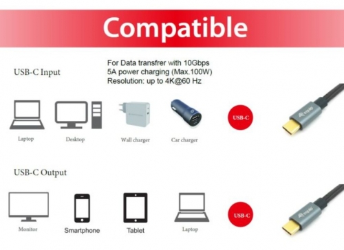 Cabo USB 3.2 Gen 2 EQUIP 128359, USB Tipo C Macho para USB Tipo C Macho, 3,0 m