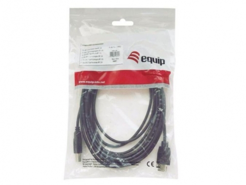 Cabo USB 2.0 EQUIP 128864, USB Tipo A Macho para USB Tipo B Macho, 2,0 m, Preto