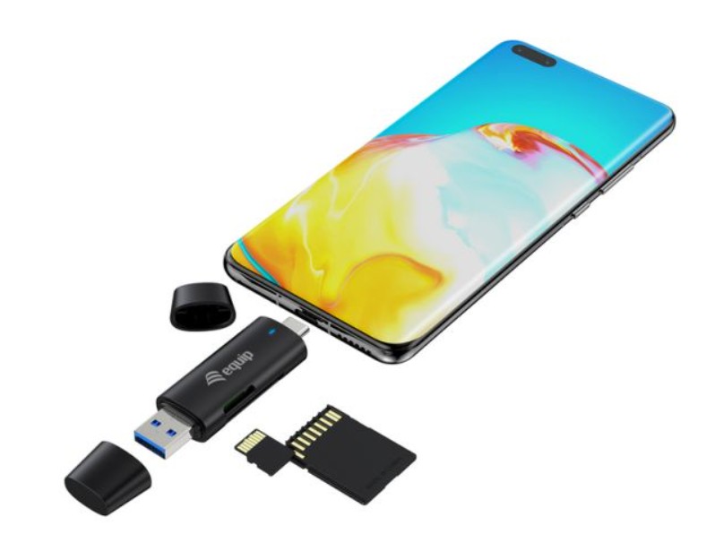 Leitor de cartão com conector duplo EQUIP 245462, USB-C e USB-A, SD/MicroSD até 2 TB