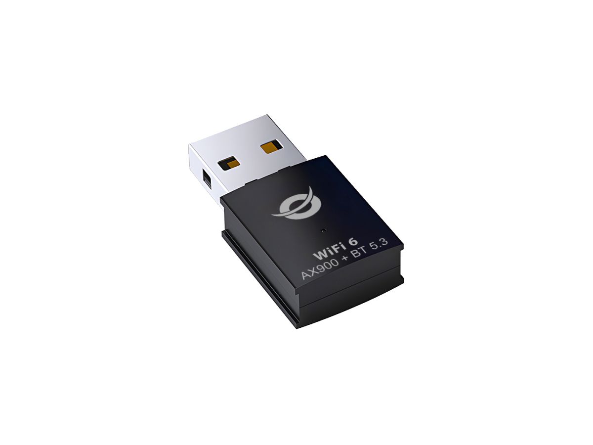 Adaptador USB Conceptronic ABBY26B Wi-Fi 6 AX900 Dual Band + Bluetooth 5.3 – Preto