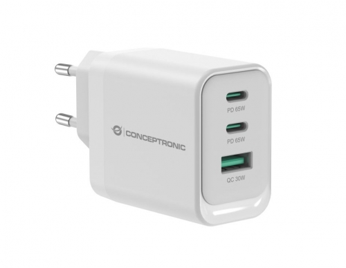 Carregador USB PD GaN ALTHEA21W65 de 3 portas CONCEPTRONIC ALTHEA21W65