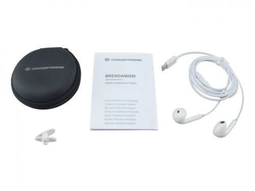 Auriculares USB-C Conceptronic Branco com Microfone - BRENDAN02W