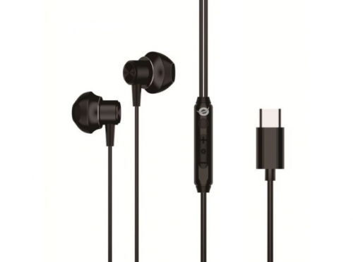 Auriculares Intra-Auriculares Conceptronic BRENDAN04B – USB-C, Microfone Integrado, Controlo no Cabo, 1,2 m, Preto