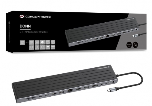Estação de acoplamento Conceptronic DONN32B 14 em 1 USB-C