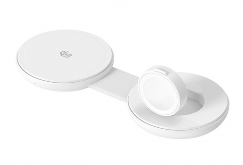 Carregador sem fio magnético dobrável 2 em 1 Conceptronic GORGON04W Qi2, 25 W, ideal para viagens.